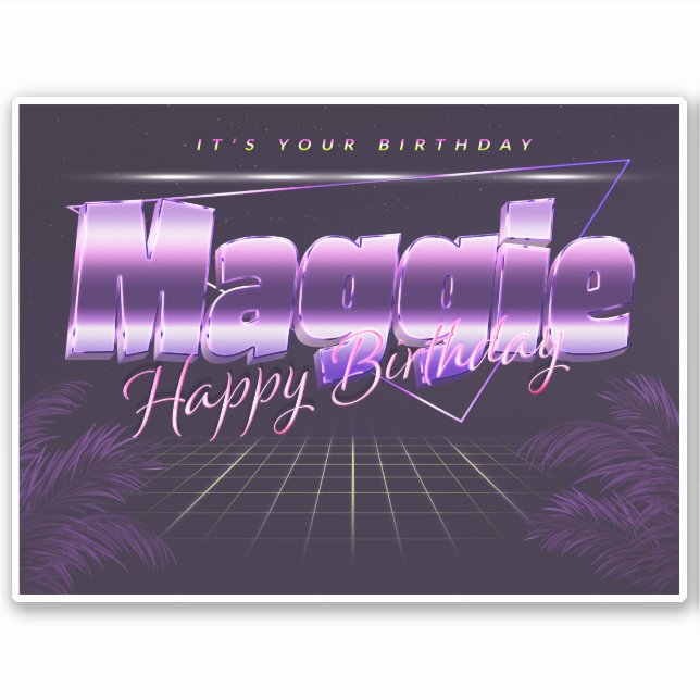 Maggie Name First name lila retro Sticker Birthday (Front)