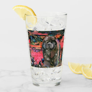 MAGGIE the chow 16 oz glass-design front & back Glass