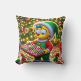 MAGGIE & THE DONUT ELF THROW PILLOW