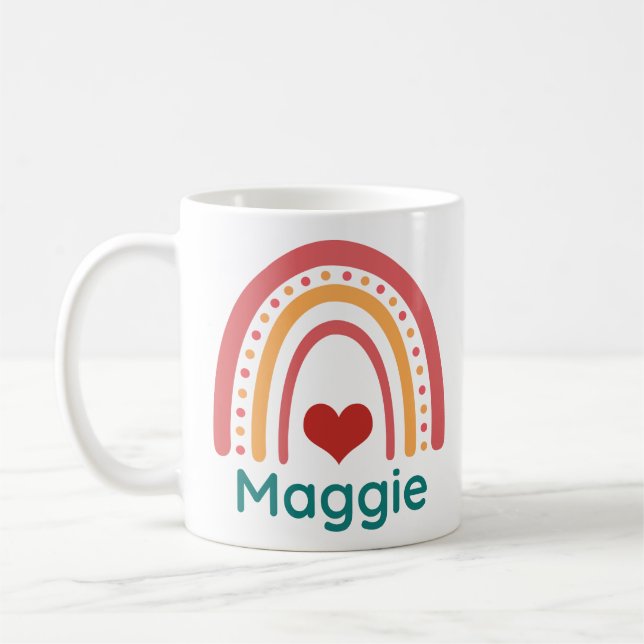 Maggie Vintage Boho Rainbow Coffee Mug (Left)