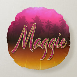 Maggie Vorname Name golden pink Kissen Round Pillow