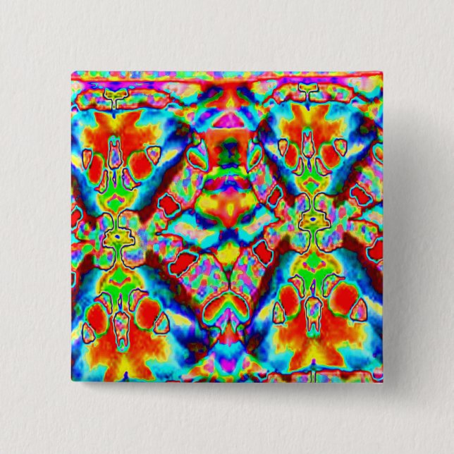 Magic alien patterns 2 inch square button (Front)