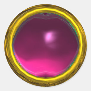MAGIC AMETHYST , bright vibrant yellow violet pink Classic Round Sticker