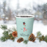 Magic and Wonder Christmas Snowman Mint ID440 Paper Cups<br><div class="desc">Beautiful Christmas paper cup design featuring a stylized snowman framed in white on a mint green background scattered with snowflakes and stars. Elegant trendy typography of 'Magic and Wonder' completes the design. Add your name to personalize if preferred. Search ID440 to see other coordinating products and additional colour options for...</div>