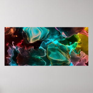 Magic Background. Hand Paint. Flow Creativity Wate Poster