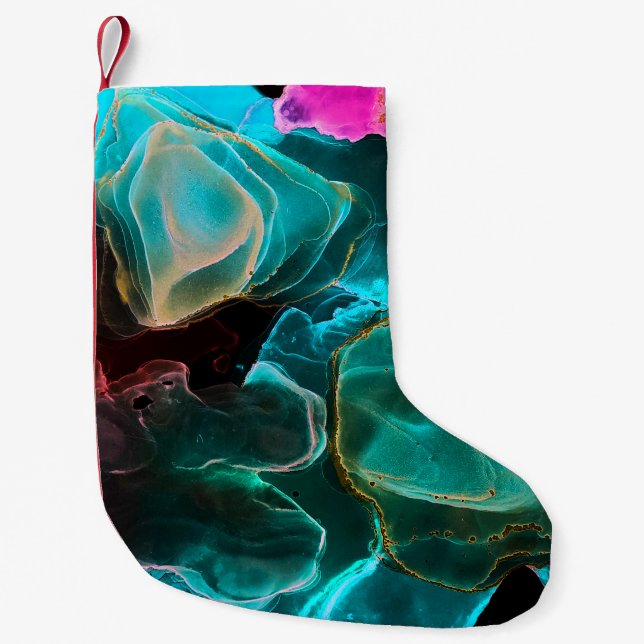 Magic Background. Hand Paint. Flow Creativity Wate Small Christmas Stocking (Front)