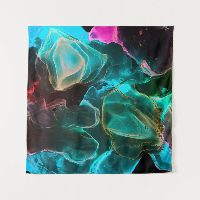 Magic Background. Hand Paint. Flow Creativity Wate Tapestry (Front)