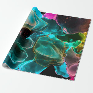 Magic Background. Hand Paint. Flow Creativity Wate Wrapping Paper