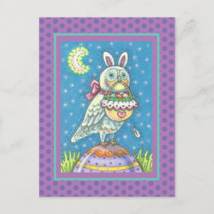 MAGIC BARN OWL & EASTER BASKET, HOLIDAY POSTCARD