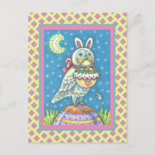 MAGIC BARN OWL & EASTER BASKET, HOLIDAY POSTCARD