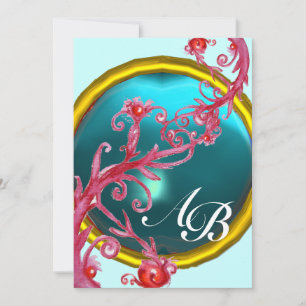 MAGIC BERRIES 4,MONOGRAM red agate Invitation