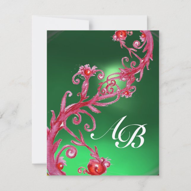 MAGIC BERRIES 4,MONOGRAM red jade champagne Invitation (Front)