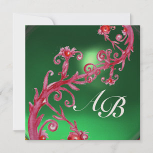 MAGIC BERRIES 4,MONOGRAM red jade gold Invitation