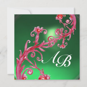 MAGIC BERRIES 4,MONOGRAM red jade Invitation