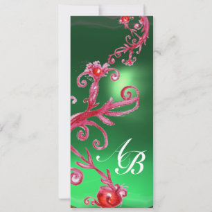 MAGIC BERRIES 4,MONOGRAM red jade Invitation