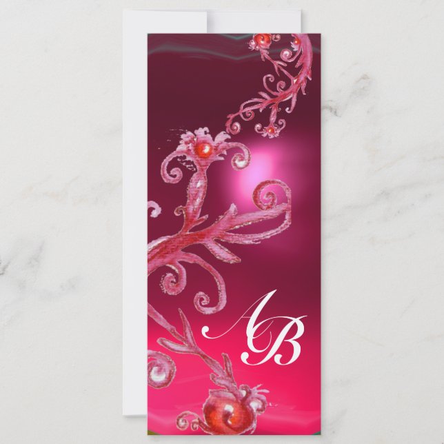 MAGIC BERRIES 4,MONOGRAM red ruby gold Invitation (Front)