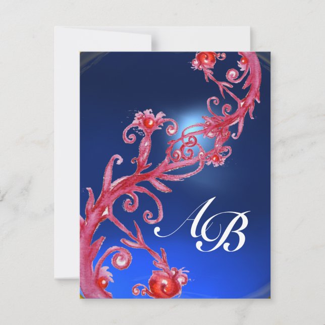MAGIC BERRIES 4,MONOGRAM red ruby sapphire Invitation (Front)