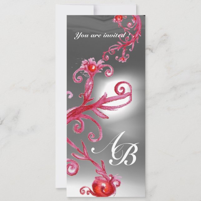 MAGIC BERRIES 4,MONOGRAM red white crystal Invitation (Front)