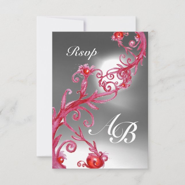 MAGIC BERRIES 4,MONOGRAM red white crystal rsvp Invitation (Front)