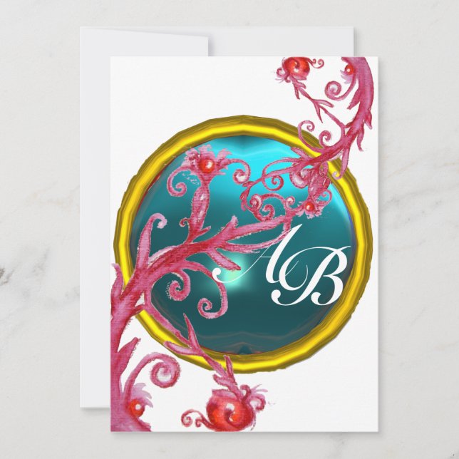 MAGIC BERRIES 4,MONOGRAM white blue purple red Invitation (Front)