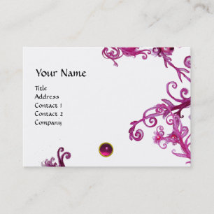 MAGIC BERRIES FUCHSIA GEM MONOGRAM,black white Business Card