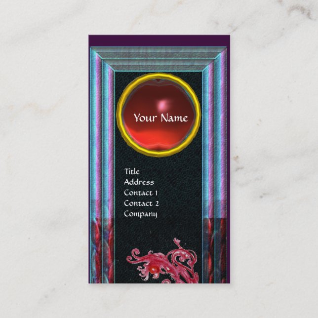 MAGIC BERRIES gem MONOGRAM blue Business Card (Front)