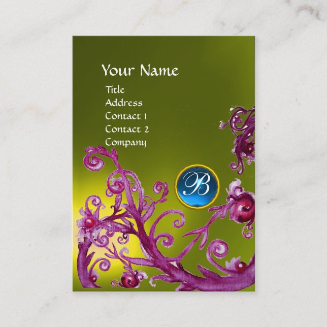 MAGIC BERRIES MONOGRAM GEM topaz yellow blue Business Card (Front)