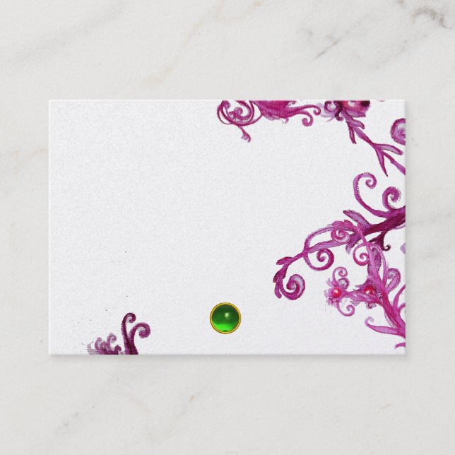 MAGIC BERRIES  MONOGRAM Green Gem Silver Platinum Business Card (Front)