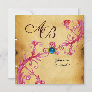 MAGIC BERRIES MONOGRAM Parchment Blue Sapphire Invitation