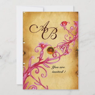 MAGIC BERRIES  MONOGRAM  parchment gem orange Invitation