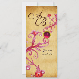 MAGIC BERRIES MONOGRAM Parchment Red Ruby Invitation