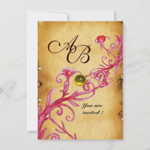 MAGIC BERRIES  MONOGRAM  Parchment Yellow rsvp Invitation
