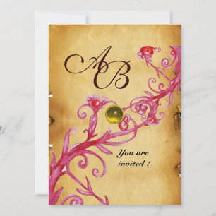 MAGIC BERRIES  MONOGRAM  Parchment Yellow topaz Invitation