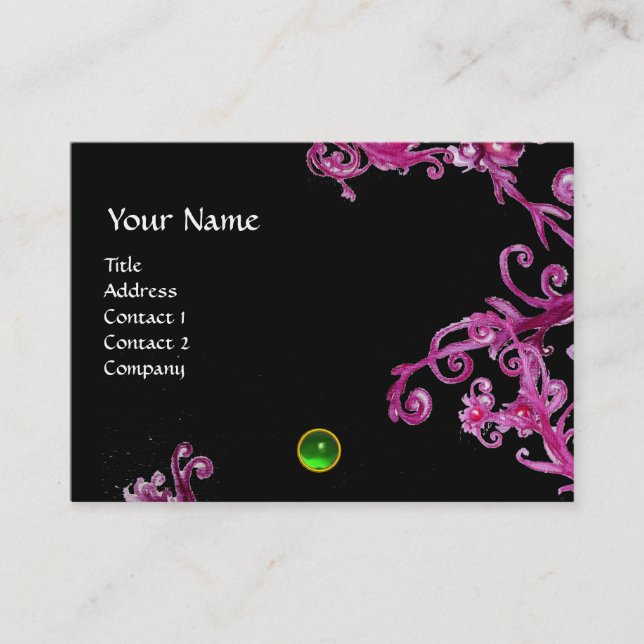 MAGIC BERRIES MONOGRAM purple pink black green Business Card (Front)