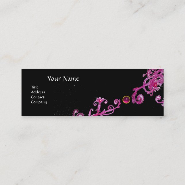 MAGIC BERRIES MONOGRAM purple pink black pink Mini Business Card (Front)