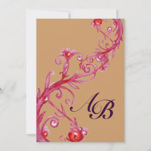 MAGIC BERRIES,MONOGRAM red blu Invitation