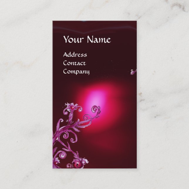 MAGIC BERRIES MONOGRAM red burgundy Business Card (Front)