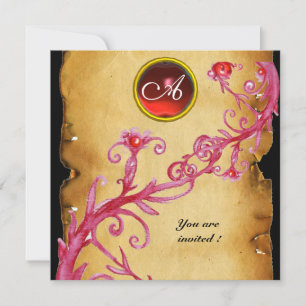 MAGIC BERRIES  MONOGRAM,  red Invitation