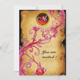 MAGIC BERRIES  MONOGRAM,  red Invitation