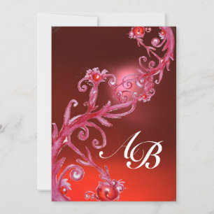 MAGIC BERRIES,MONOGRAM red ruby invitation