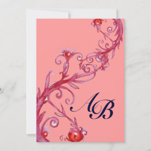 MAGIC BERRIES,MONOGRAM red violet Invitation