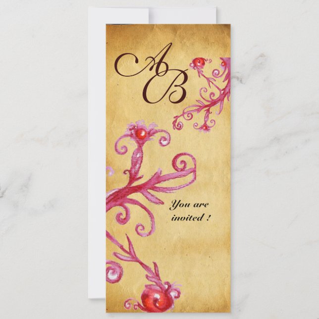 MAGIC BERRIES  MONOGRAM wax seal parchment Invitation (Front)