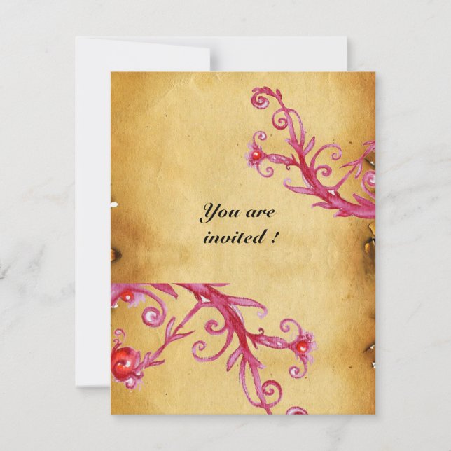 MAGIC BERRIES  MONOGRAM wax seal parchment Invitation (Front)
