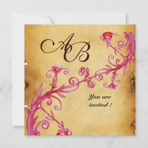 MAGIC BERRIES  MONOGRAM wax seal parchment Invitation