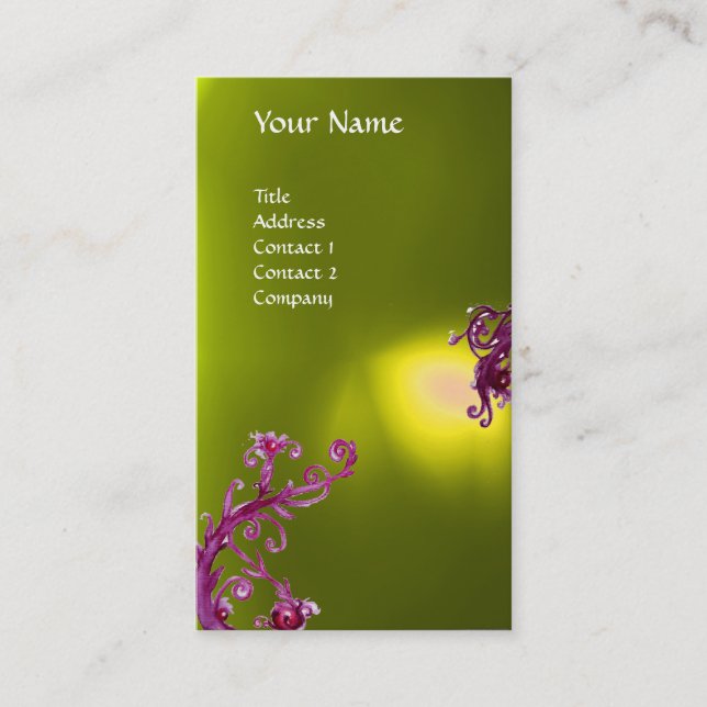 MAGIC BERRIES MONOGRAM yellow Business Card (Front)