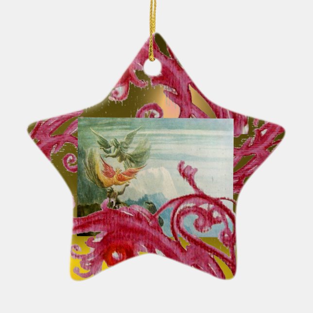 MAGIC BERRIES PHOTO TEMPLATE Red Ruby Ceramic Ornament (Front)