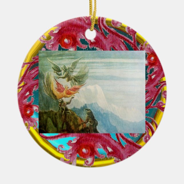 MAGIC BERRIES PHOTO TEMPLATE Red Ruby Ceramic Ornament (Front)