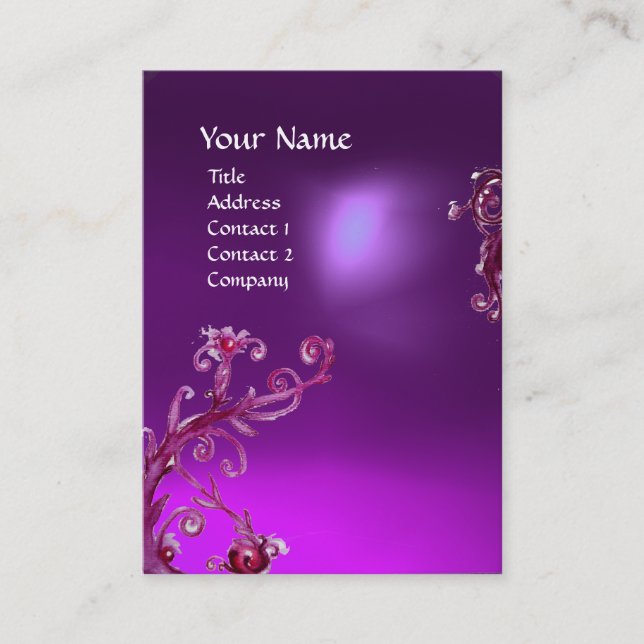 MAGIC BERRIES PURPLE AMETHYST GEM MONOGRAM BUSINESS CARD (Front)