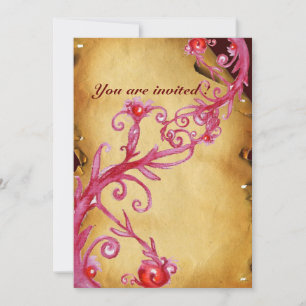 MAGIC BERRIES, red white Invitation