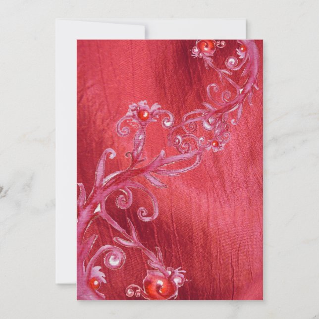 MAGIC BERRIES, red white silk Invitation (Front)